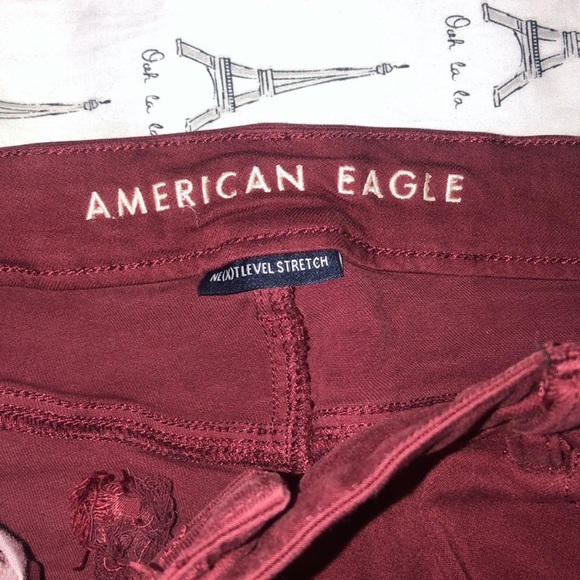 AEO red distressed high rise JEGGINGS - Picture 4 of 5